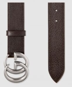 Replica Gucci Leather belt with Double G buckle brown 406831 2