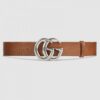 Replica Gucci Leather belt with Double G buckle dark brown 4