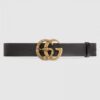 Replica Gucci Leather belt with Double G buckle dark brown 3