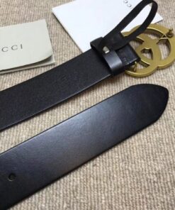 Replica Gucci Leather belt with Double G buckle with snake black 458949 2