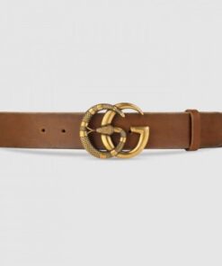 Replica Gucci Leather belt with Double G buckle with snake cuir 458949