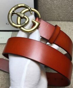 Replica Gucci Leather belt with Double G buckle with snake cuir 458949 2