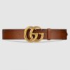 Replica Gucci Leather belt with interlocking G Black Buckle 368186 10