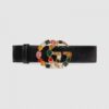 Replica Gucci Leather belt with interlocking G buckle Black 474347 4