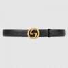 Replica Gucci Leather belt with interlocking G Black Buckle 368186 9