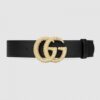 Replica Gucci Leather belt with interlocking G buckle 474345 3