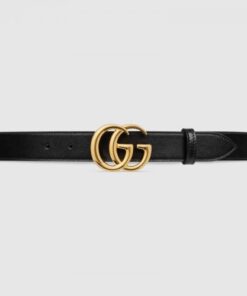 Replica Gucci GG Marmont leather belt with shiny buckle