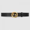 Replica Gucci Leather belt with interlocking G buckle Brown 474347 4