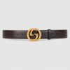 Replica Gucci Leather belt with interlocking G buckle Black 474347 3