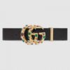 Replica Gucci Leather belt with snake buckle black 458935 9