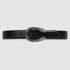 Replica Gucci Leather belt with snake buckle black 458935 8