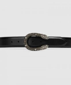 Replica Gucci Leather belt with tiger head buckle 451155