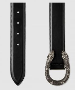 Replica Gucci Leather belt with tiger head buckle 451155 2