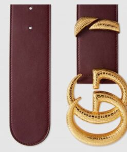 Replica Gucci Leather belt with Double G buckle 563696 2