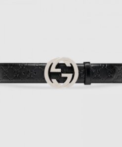 Replica Gucci Signature belt with G buckle Grey 411924