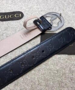 Replica Gucci Signature belt with G buckle Grey 411924 2