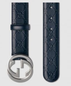 Replica Gucci Signature leather belt with Interlocking G buckle 2