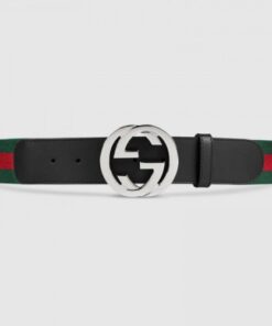 Replica Gucci Web belt with G buckle black 411924