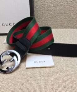 Replica Gucci Web belt with G buckle black 411924 2