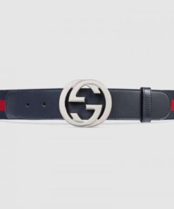 Replica Gucci Web belt with G buckle Blue ‎411924