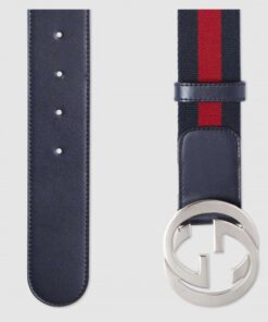 Replica Gucci Web belt with G buckle Blue ‎411924 2