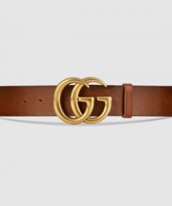 Replica Gucci Camarel Leather Belt With Double G Buckle