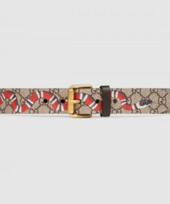 Replica Gucci Kingsnake Print GG Supreme Belt With Square Buckle