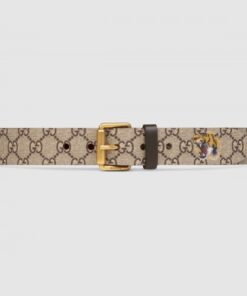 Replica Gucci Tiger Print GG Supreme Belt With Square Buckle