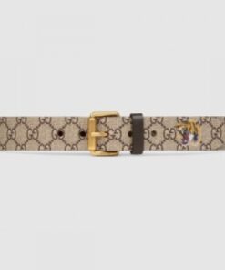 Replica Gucci Tiger Print GG Supreme Belt With Square Buckle 2