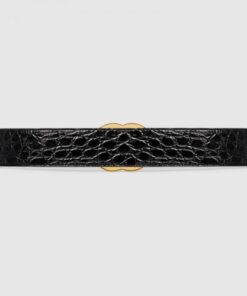 Replica Gucci GG Marmont caiman belt with shiny buckle 2