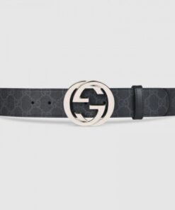 Replica Gucci GG Supreme belt with G buckle black 411924