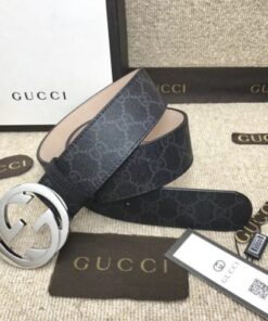 Replica Gucci GG Supreme belt with G buckle black 411924 2