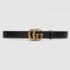 Replica Gucci Leather belt with Double G buckle black 406831 7