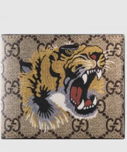 Replica Gucci Tiger Print GG Supreme Bi-fold Wallet 385