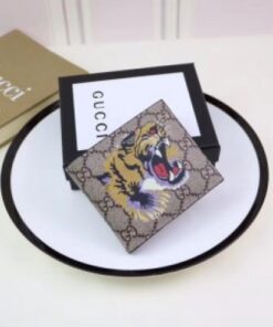 Replica Gucci Tiger Print GG Supreme Bi-fold Wallet 385 2