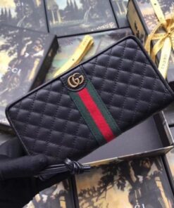 Replica Gucci Zip Around Wallet In Black Quilted Leather 2