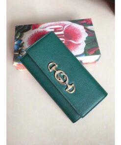 Replica Gucci 573612 Zumi grainy leather continental wallet dark green grainy leather 2