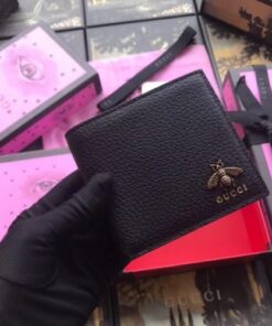 Replica Gucci Animalier Bi-fold Wallet In Black Leather 2