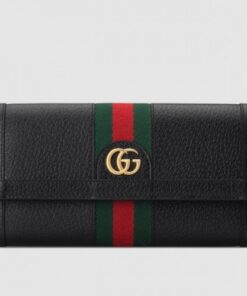 Replica Gucci Black Leather Ophidia Continental Wallet