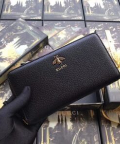 Replica Gucci Animalier Zip Around Wallet In Black Leather 2