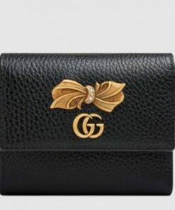 Replica Gucci Black Leather Wallet With Bow