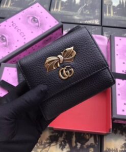 Replica Gucci Black Leather Wallet With Bow 2