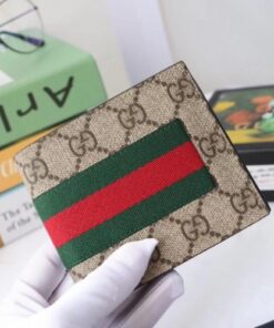 Replica Gucci Beige Web GG Supreme Bi-fold Wallet 2