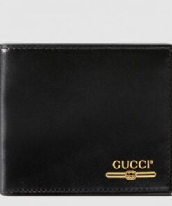 Replica Gucci Bi-fold Wallet With Gucci Logo In Black Leather