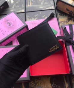 Replica Gucci Bi-fold Wallet With Gucci Logo In Black Leather 2