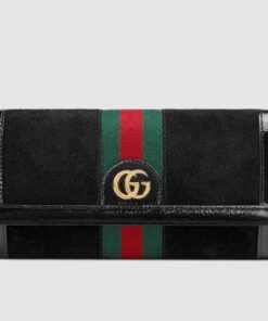 Replica Gucci Black Ophidia GG Suede Continental Wallet