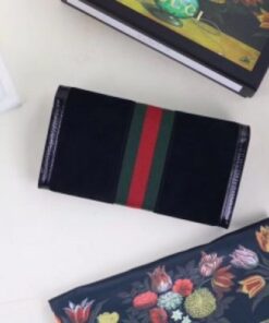 Replica Gucci Black Ophidia GG Suede Continental Wallet 2