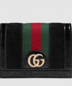 Replica Gucci Black Suede Ophidia Card Case Wallet