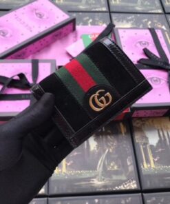 Replica Gucci Black Suede Ophidia Card Case Wallet 2