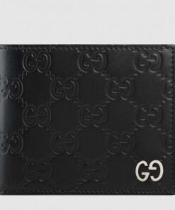 Replica Gucci Black Signature GG Metal Bi-fold Wallet